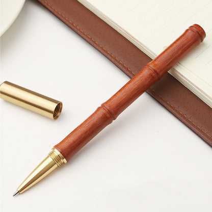 Bamboo Pen Luxury Wooden Pen Black Gel Pen with Cap for School, Office