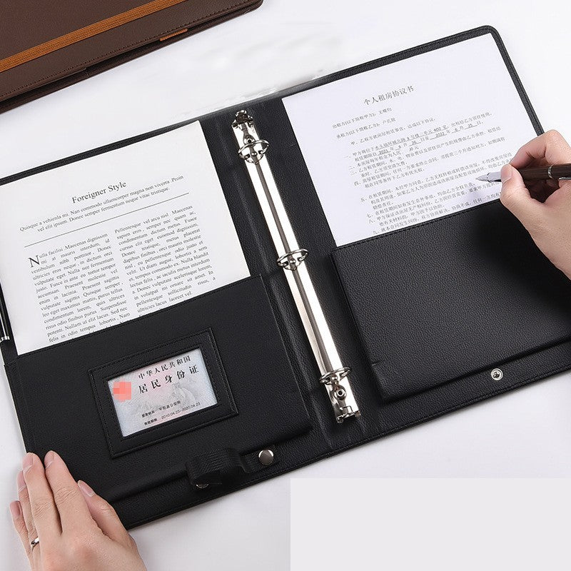 A4 PU Leather 3 Rings Binder Music Folder File Holder