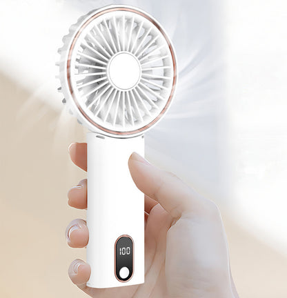 Mini Foldable Handheld Fan Portable Rechargeable Fan Phone Stand With Lanyard & Battery Display