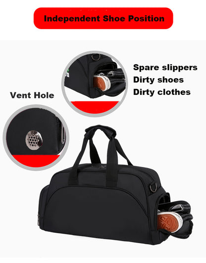 Wet and Dry Separated Nylon Tote Bag Swimming Bag Gym Bag for Beach/Fitness/Travel(Size M)