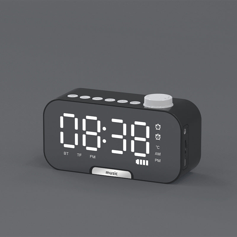 2000 mAh Digital LED Mirror Radio Alarm Clock Wireless Speaker W/Knob And Phone Bracket