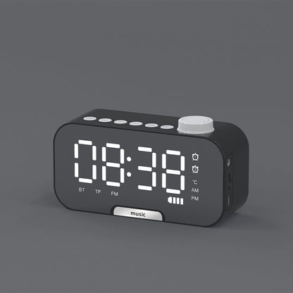 2000 mAh Digital LED Mirror Radio Alarm Clock Wireless Speaker W/Knob And Phone Bracket