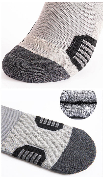 Men Contrast Color Sports Sock Cotton Socks Mid-calf Length Socks Stretch Crew Socks Basketball Sock