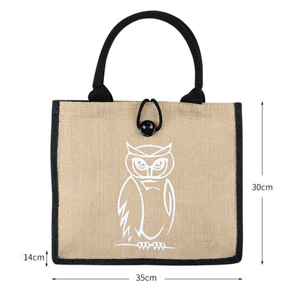 Burlap Tote Bags W/ A Button