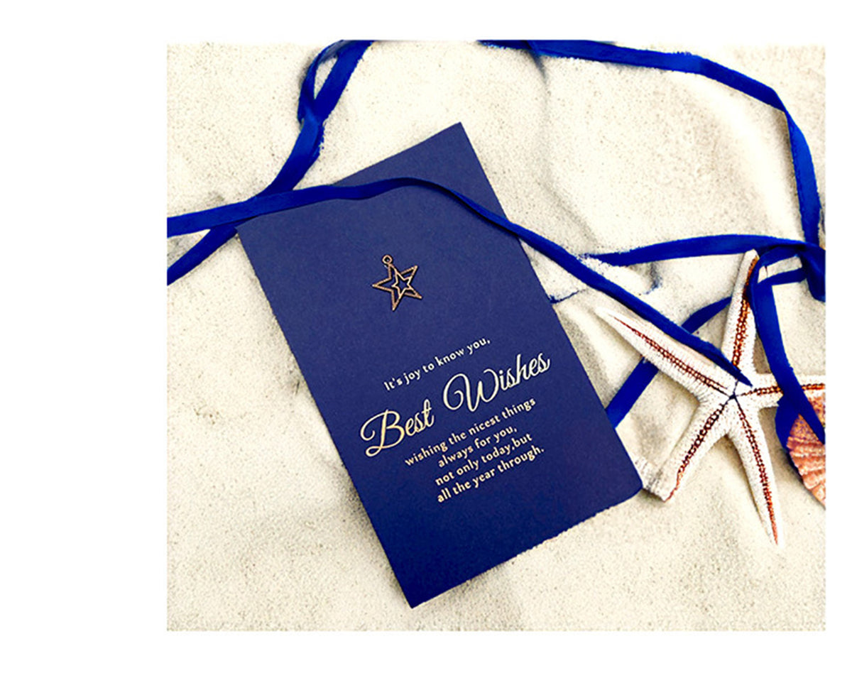 Blue Festival Greeting Card With Metal Accessories