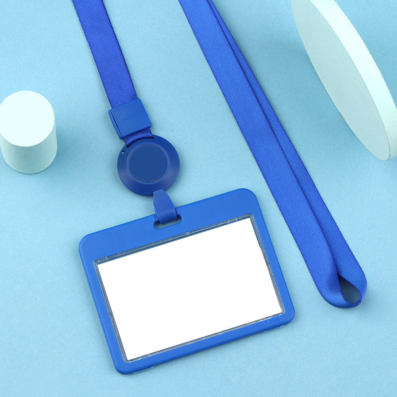 Plastic Horizontal Badge Holder With Retractable Lanyard