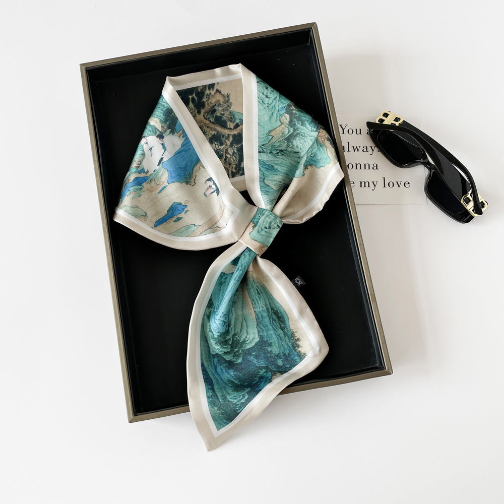 30" x 5" Silk Like Satin Long Square Scarf Neck Scarf Hair Scarves Handbags Wrap Scarf #17
