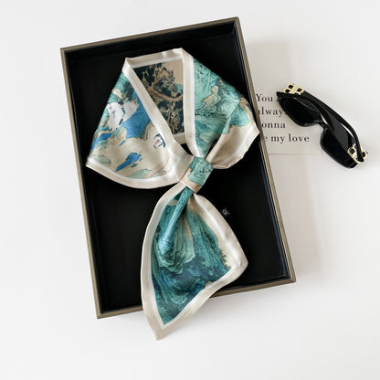 30" x 5" Silk Like Satin Long Square Scarf Neck Scarf Hair Scarves Handbags Wrap Scarf #17