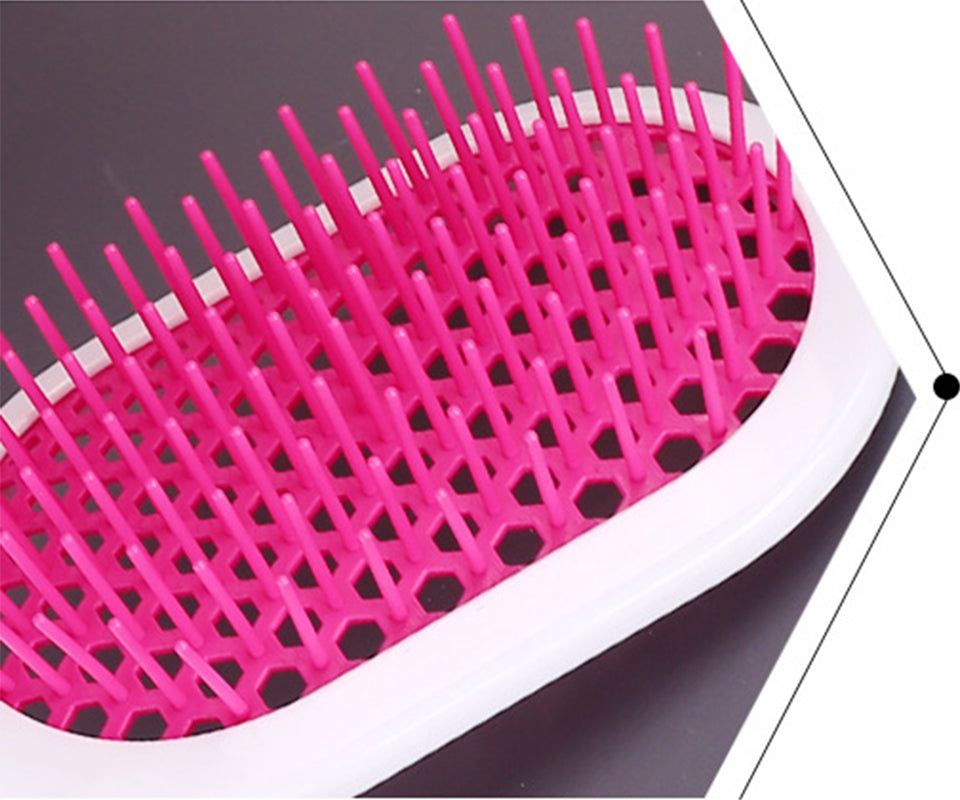 Hollow Out Hair Brush Massage Detangling Comb With White Grip For Dry & Wet Hair
