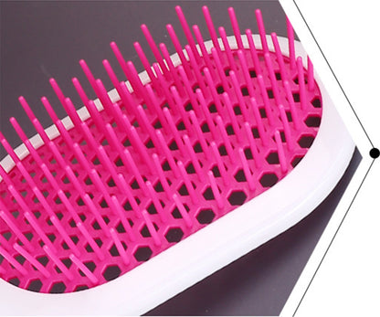 Hollow Out Hair Brush Massage Detangling Comb With White Grip For Dry & Wet Hair