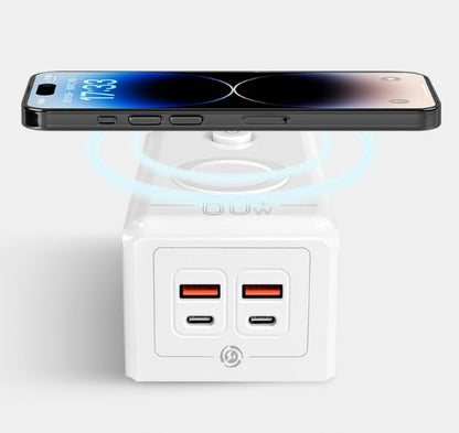 Adapters W/2 USB Ports & 2 Type C Ports 30W Wireless Charging