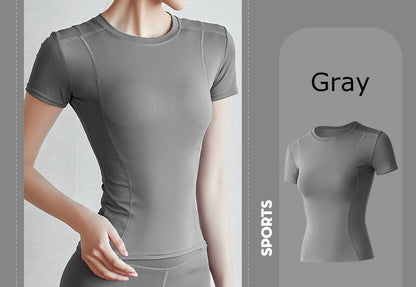 Women's Dry Fit Compression Gym Wear Running Sport Short Sleeve T-shirt Running Athletic Shirt