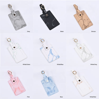 Marbling Luggage Tag with Privacy Cover PU Luggage Label for Trip