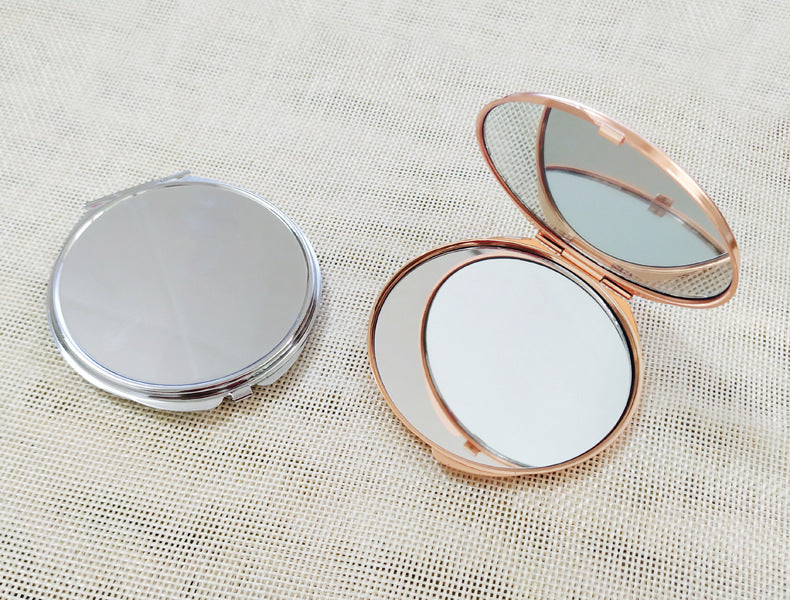 Round Metal Foldable Cosmetic Mirror Compact