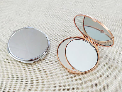 Round Metal Foldable Cosmetic Mirror Compact