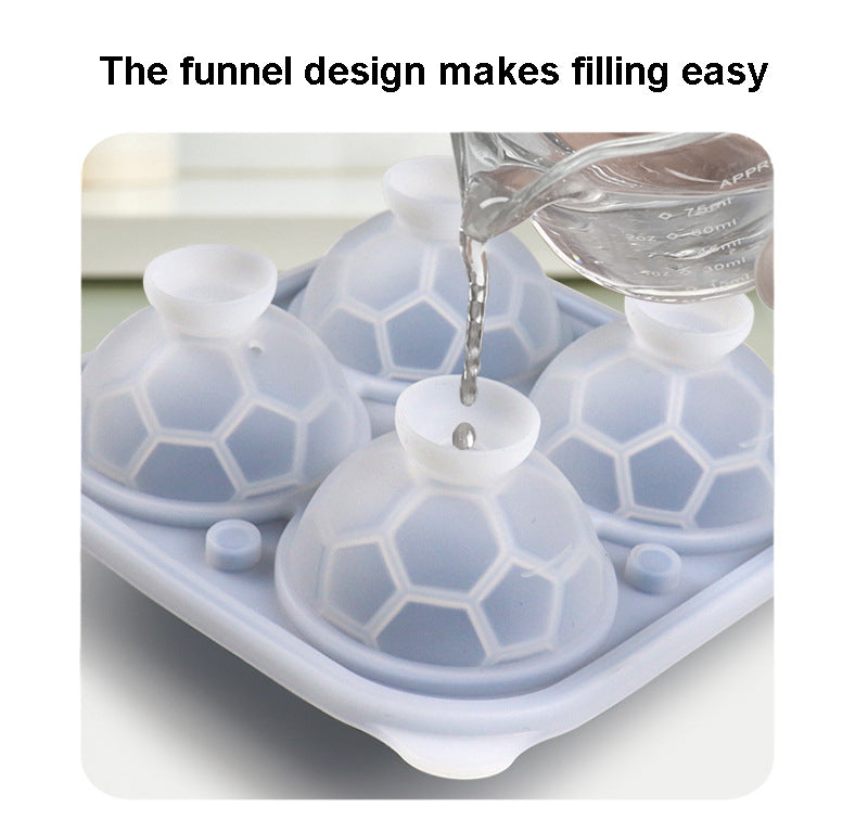 Sports Ball Soccer Shaped Silicone Ice Ball Mold W/ Ice Cube Tray