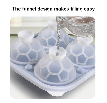 Sports Ball Soccer Shaped Silicone Ice Ball Mold W/ Ice Cube Tray