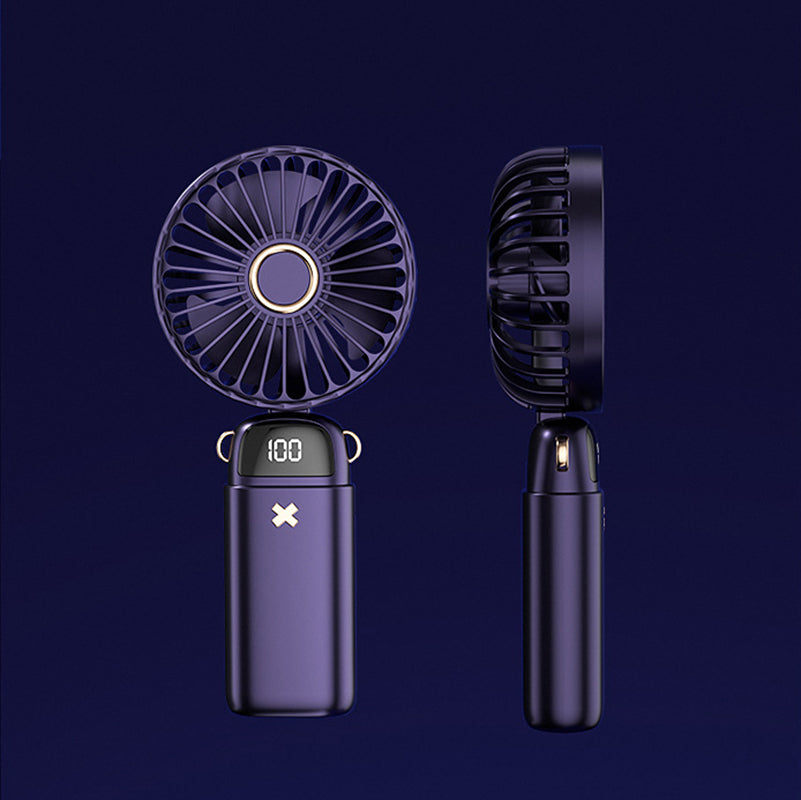 Foldable Mini Handheld Fan Phone Holder With Battery Display Adjustable Wind Speed