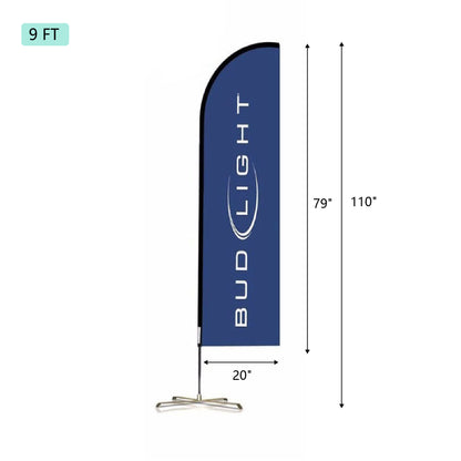 9' Custom Printed Feather Flag Kit 2 Sides Printing Flag Pole Kit Set Banner Flag Kit w/Iron Cross