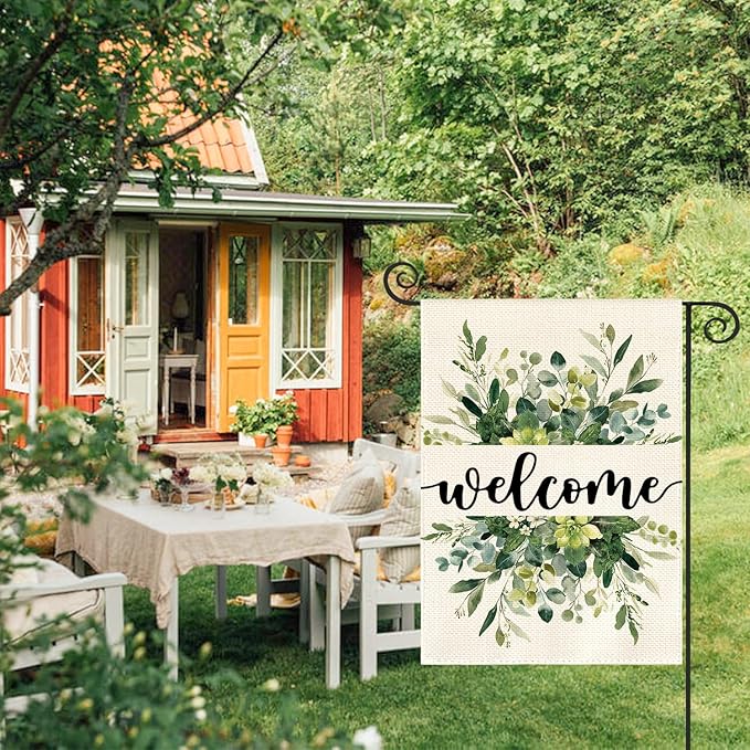 Spring Summer Floral Welcome Garden Flag 12x18" Double Sided Outside