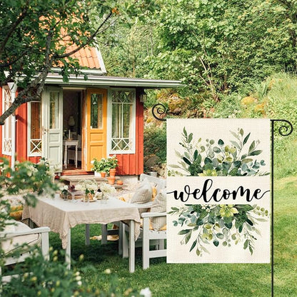Spring Summer Floral Welcome Garden Flag 12x18" Double Sided Outside