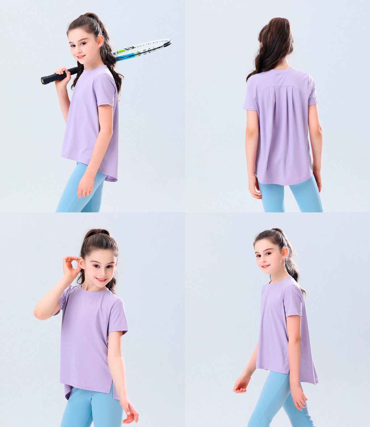 Youth Girls Athletic Ice Touch Breathable Short Sleeve Quick Dry Running Sports T-shirt