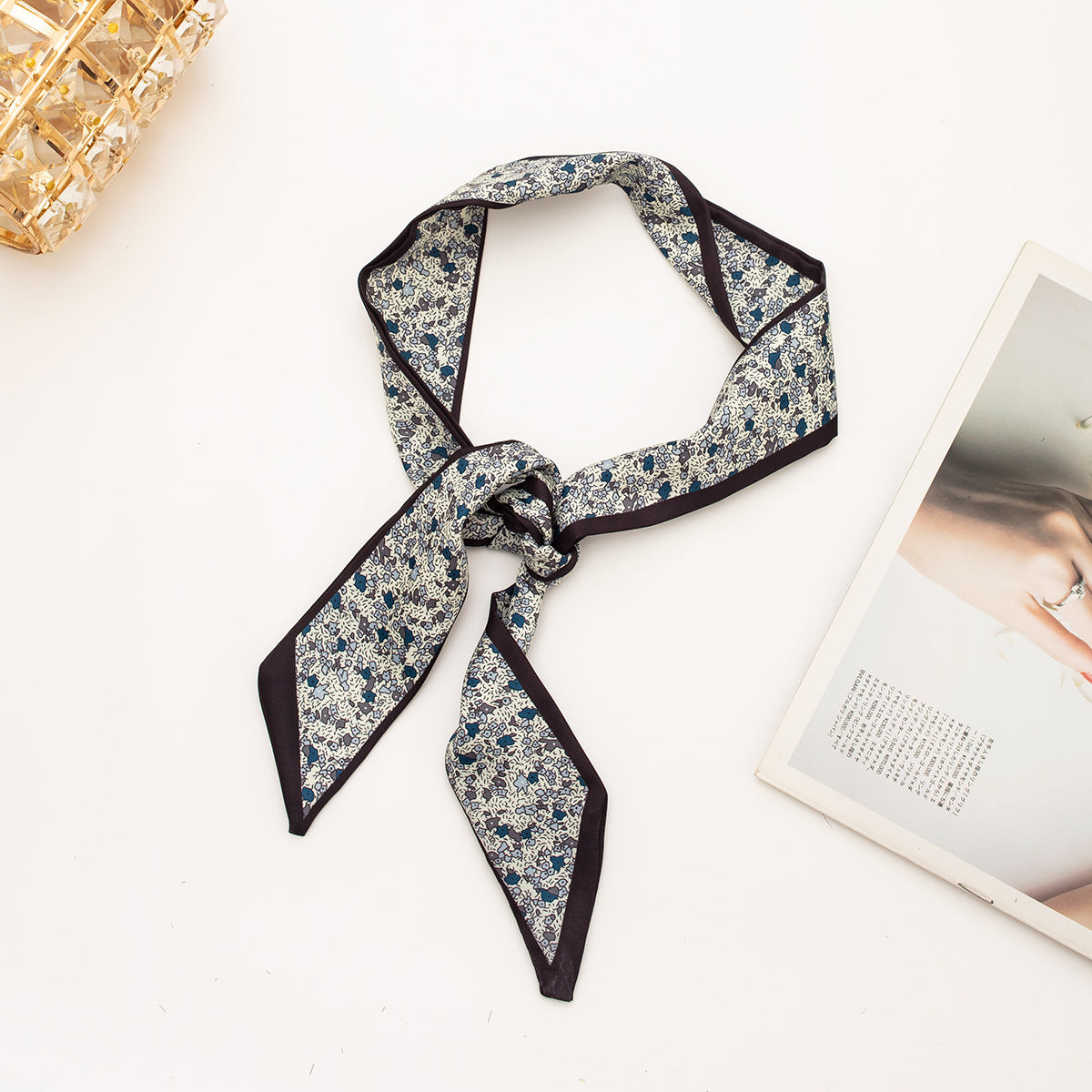 35" x 2" Full Custom Floral Neckerchief Long Hair Ribbon Neck Scarf Handbag Wrap Neck Tie #33