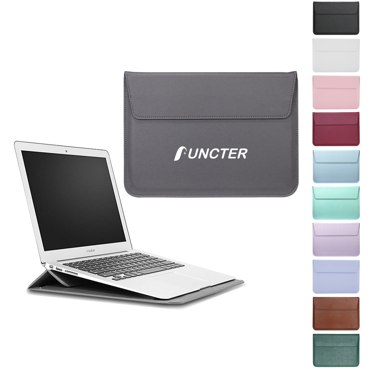 15" PU Leather Laptop Bag Foldable Stand With Magnetic Closure
