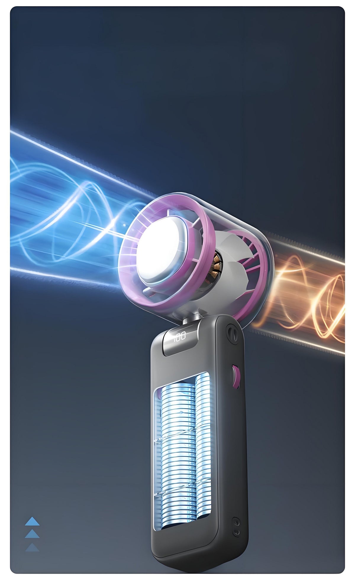 Handheld Fan Freezy Personal Fan Refrigeration Fan W/ 1-100 Stepless Adjusting & Battery Status