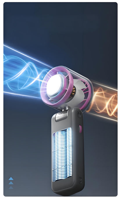 Handheld Fan Freezy Personal Fan Refrigeration Fan W/ 1-100 Stepless Adjusting & Battery Status