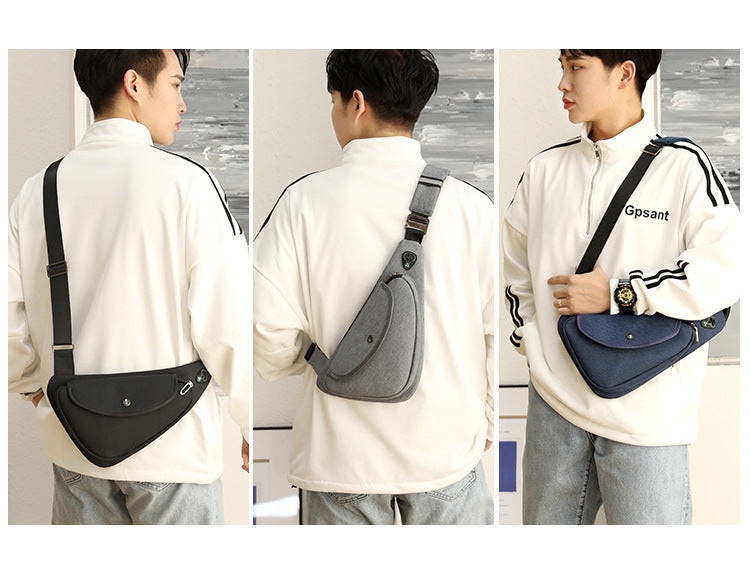 Men`s Sling Bag Chest Shoulder Backpack Travel Outdoors CrossBody Bags W/Earphone Hole