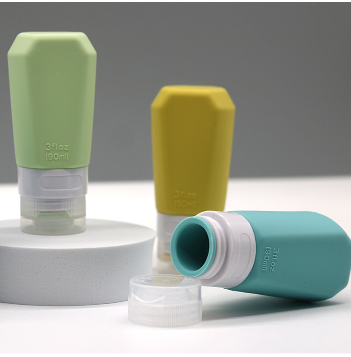3 OZ Travel Bottles TSA Approved with Label Silicone BPA Free Refillable Cosmetic Container