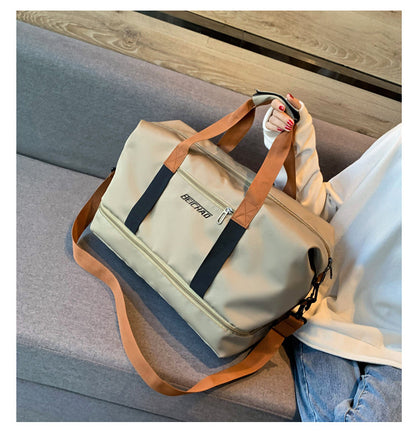 Travel Duffel Bag Oxford Tote Bag Sport Gym Bag Swimming Bag with Shoe Pouch&Wet Pocket