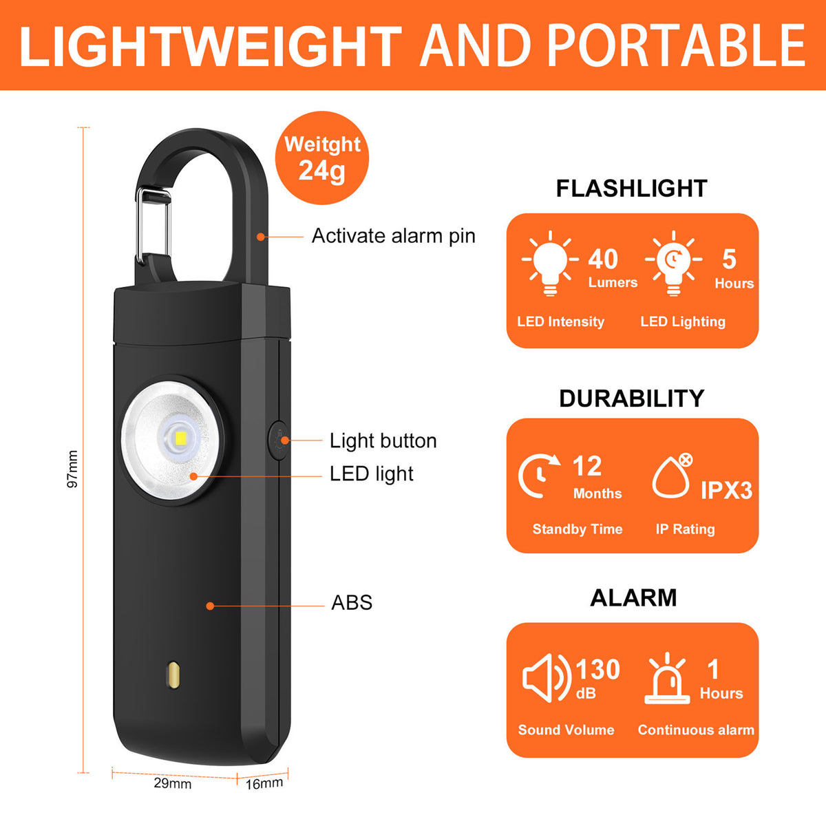Portable Emergency Safety Alarm Personal SOS Alarm Keychain