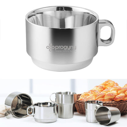 10 Oz. Double Wall Camping Mug w/Plating Handle