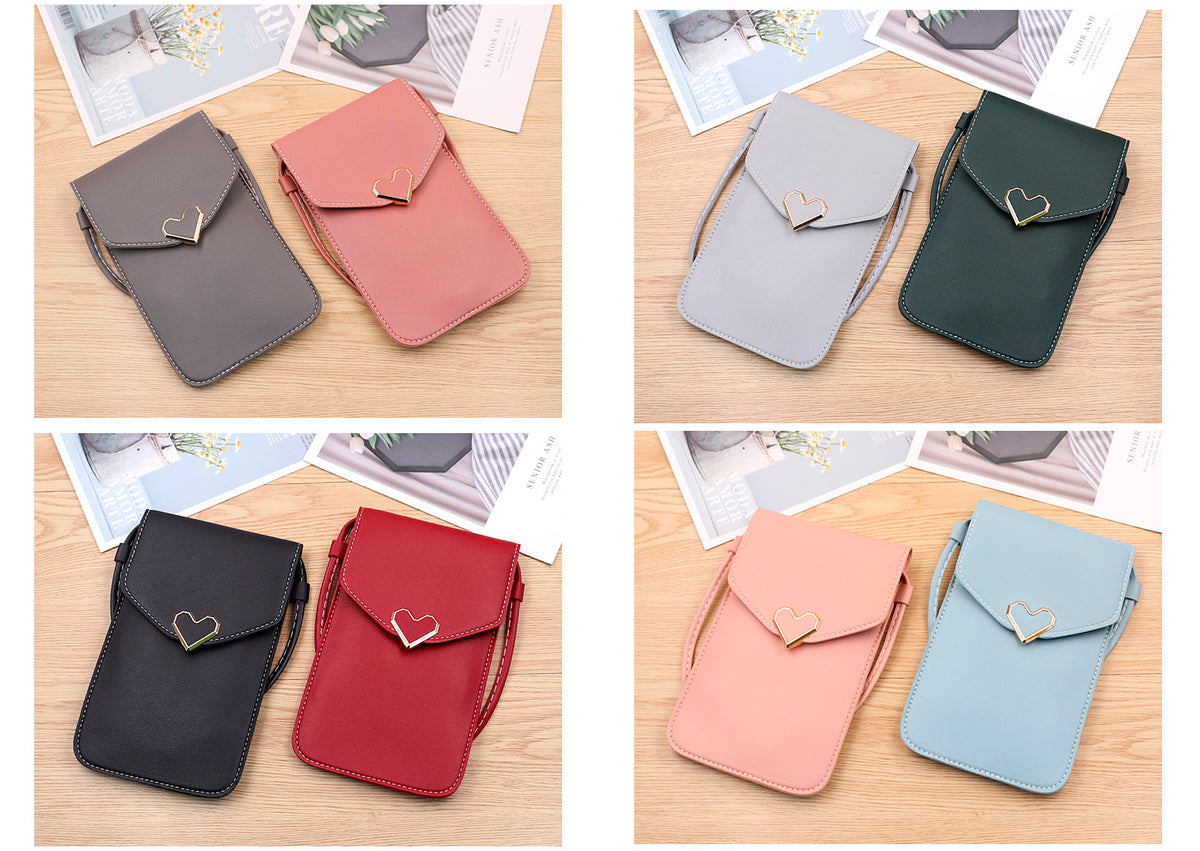 Touch Screen PU Leather Purse Bag Small Crossbody Bag Mini Messenger Bag Single Shoulder Handbag