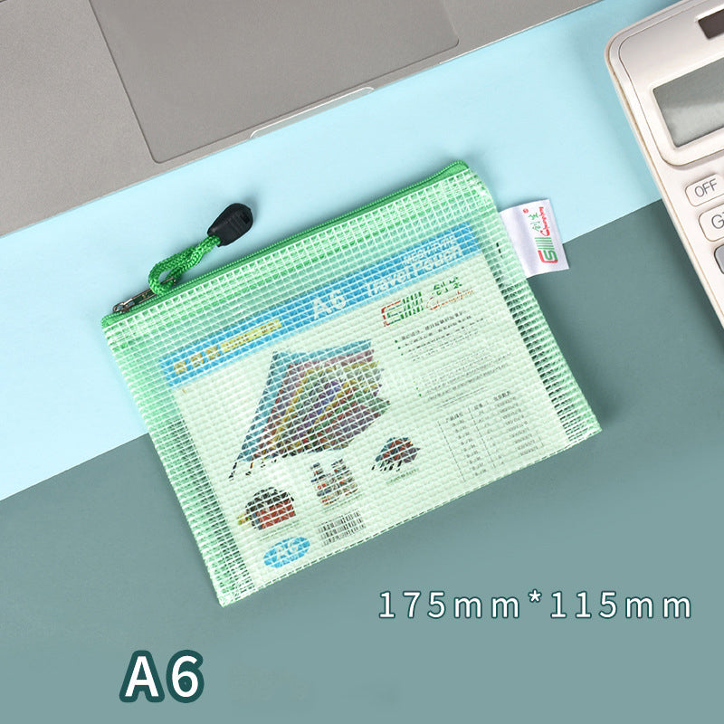 A6 Size Mesh Zipper Pouch Document Holder Bag File Document Pouch For School Office