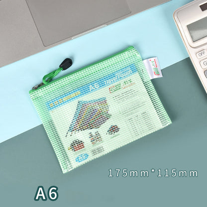 A6 Size Mesh Zipper Pouch Document Holder Bag File Document Pouch For School Office