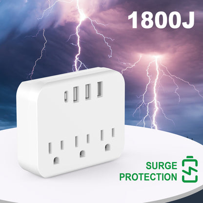 Multi 7" 1 USB Wall Outlet Extender