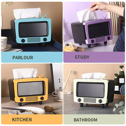 TV Tissue Box Multi Functional Creative Tissue Box Holder with Cell Phone