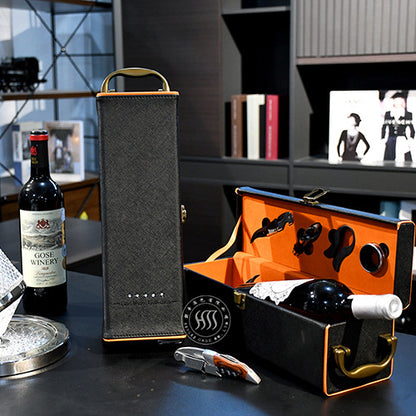 PU Leather Wine Bottle Gift Box Wine Tool Set