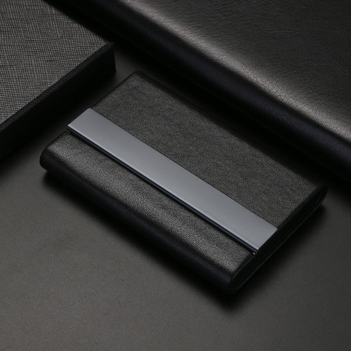 Metal Business Card Holder with Super Microfiber Leatherette Finish