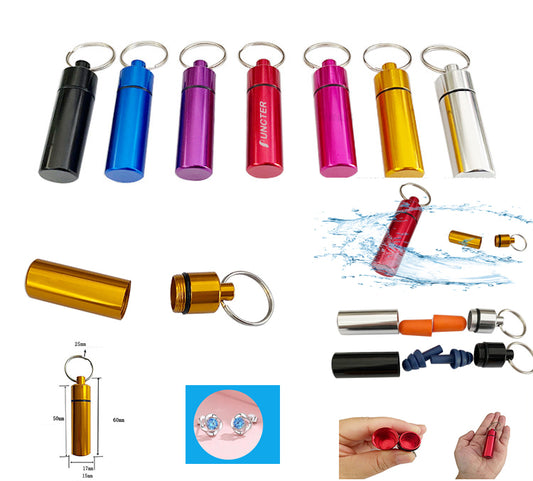 Small Container Keychain/Aluminium Alloy Cylinder/Sealed Earplug Bottle/Storage Bottle