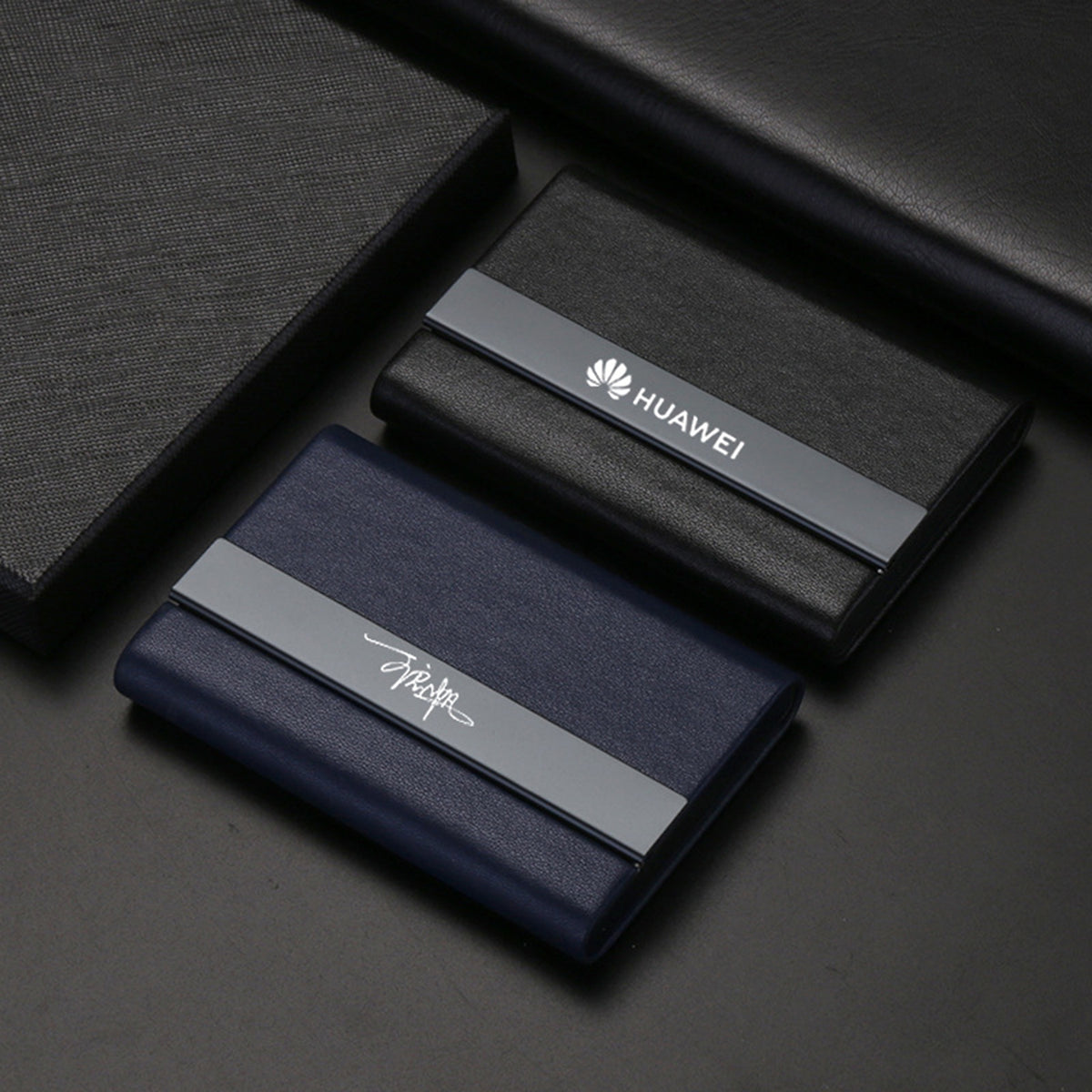 Metal Business Card Holder with Super Microfiber Leatherette Finish