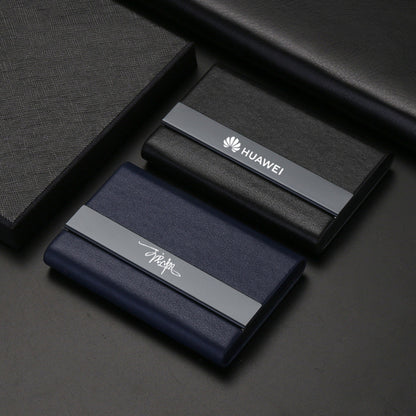 Metal Business Card Holder with Super Microfiber Leatherette Finish