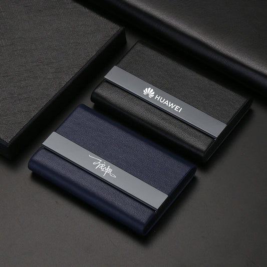 Metal Business Card Holder with Super Microfiber Leatherette Finish