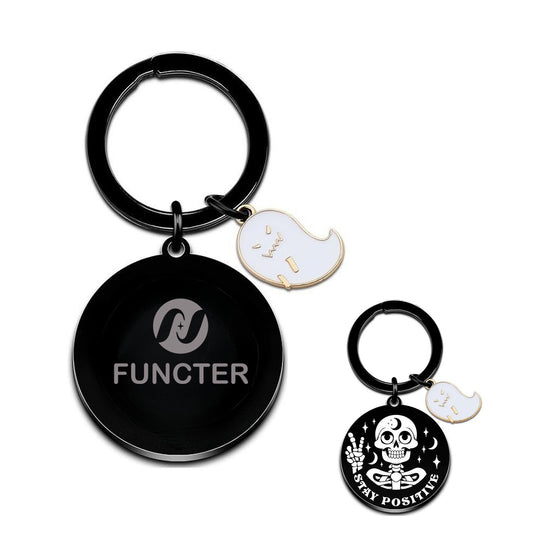 Halloween Skull Keychain With Ghost Icon
