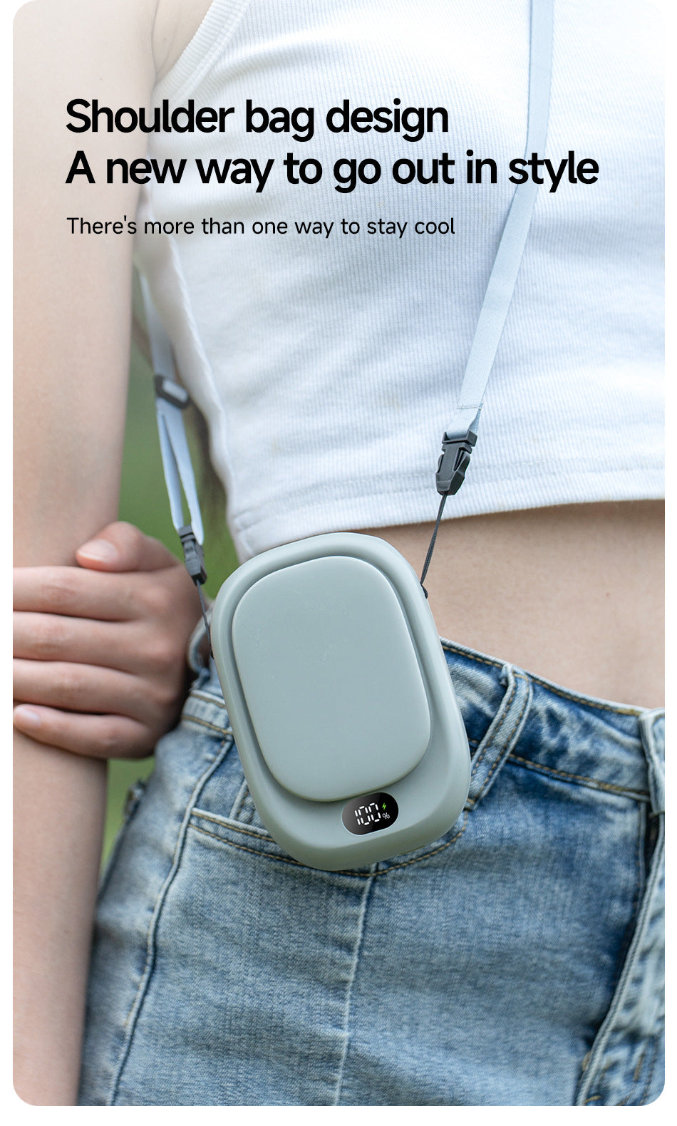 Wearable Neck & Waist Mini Fan, Rechargeable Personal Fan W/ LED Display