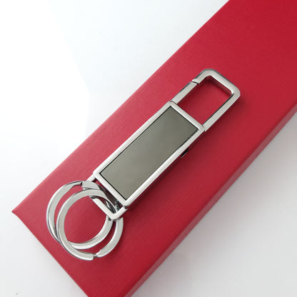 Auto Keychain Metal Long Square Shape Key Ring With Hook