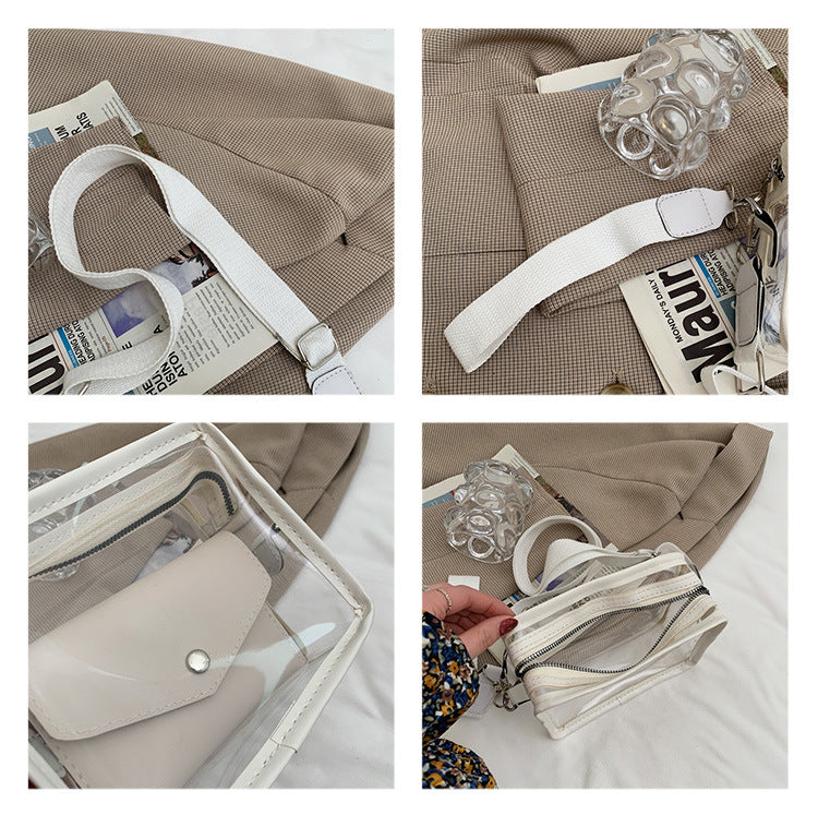 PVC Transparent Crossbody Bag Single Shoulder Bag W/One Separate Pouch